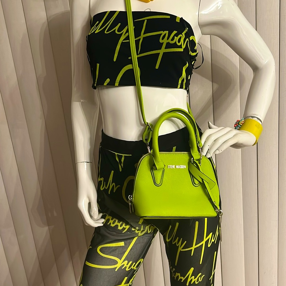 Stylish Black and lime green Women's Pants Set - Picture 6 of 14